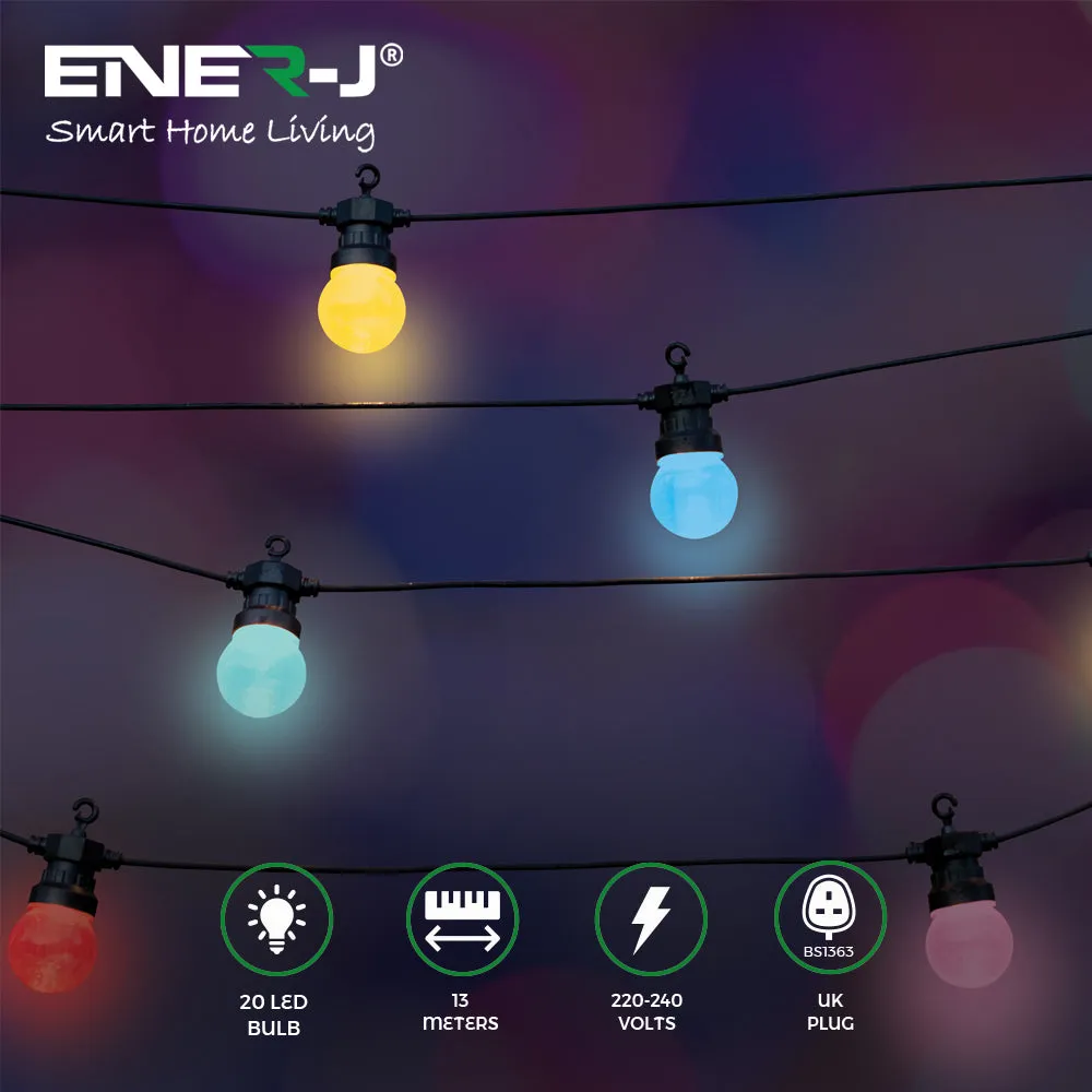 13 Meters RGB String Light Kit, 5V 5W (20 RGB Bulbs   IR Remote   UK Adapter)