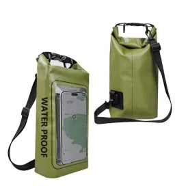 2 In 1 Outdoor Cycling Crossbody Phone Bag PVC Swimming IPX6 Waterproof Bag, Size: 5L(Green)