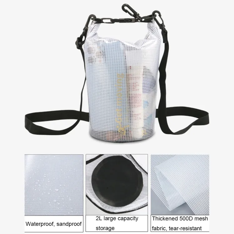 2L Outdoor Translucent Waterproof Bag Beach Rafting Swimming Bag without Strap