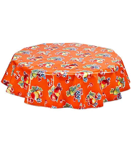 60" Round Oilcloth Tablecloths in Retro Orange