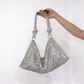 Amozae-luxury Designer hobo shoulder bag Handle Shining Rhinestones Evening clutch Bag Purse Crystal Purses and handbag Hobo Bags