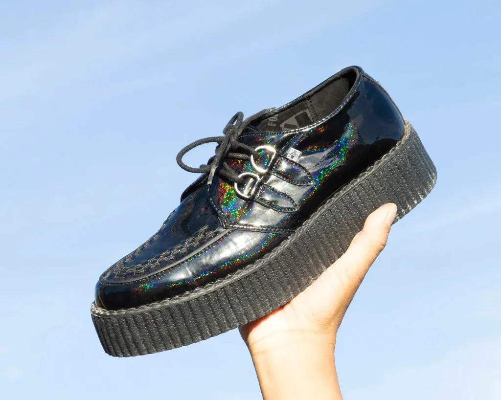 Black Metallic Sparkle D-Ring Mondo Creeper