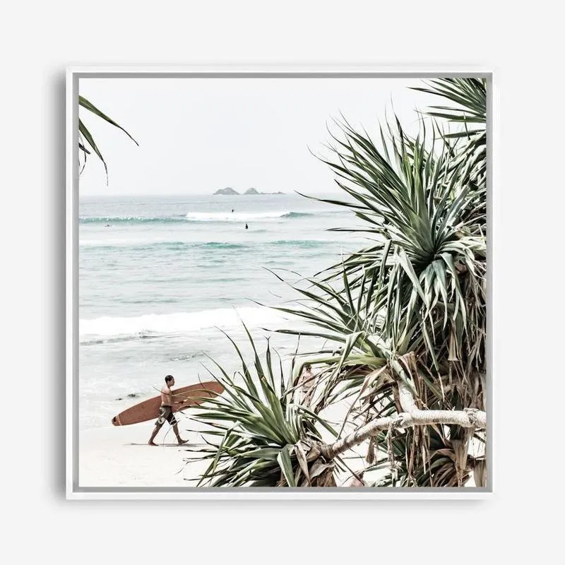 Byron Bay Longboarder (Square) Photo Canvas