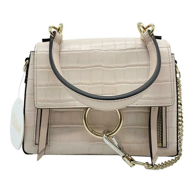 Chloé Shoulder Faye Day Small Croc-embossed Pink