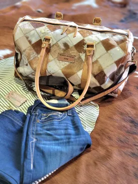 Cody Checkered Cowhide Duffel Bag