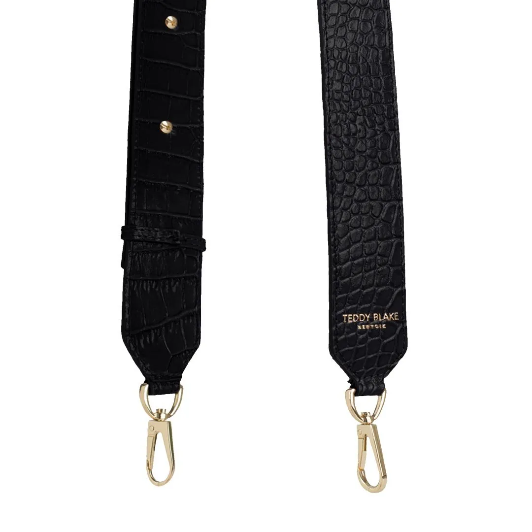 Croco Leather Wide Strap - Black