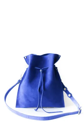 Electric Blue Suede Pouch Bag