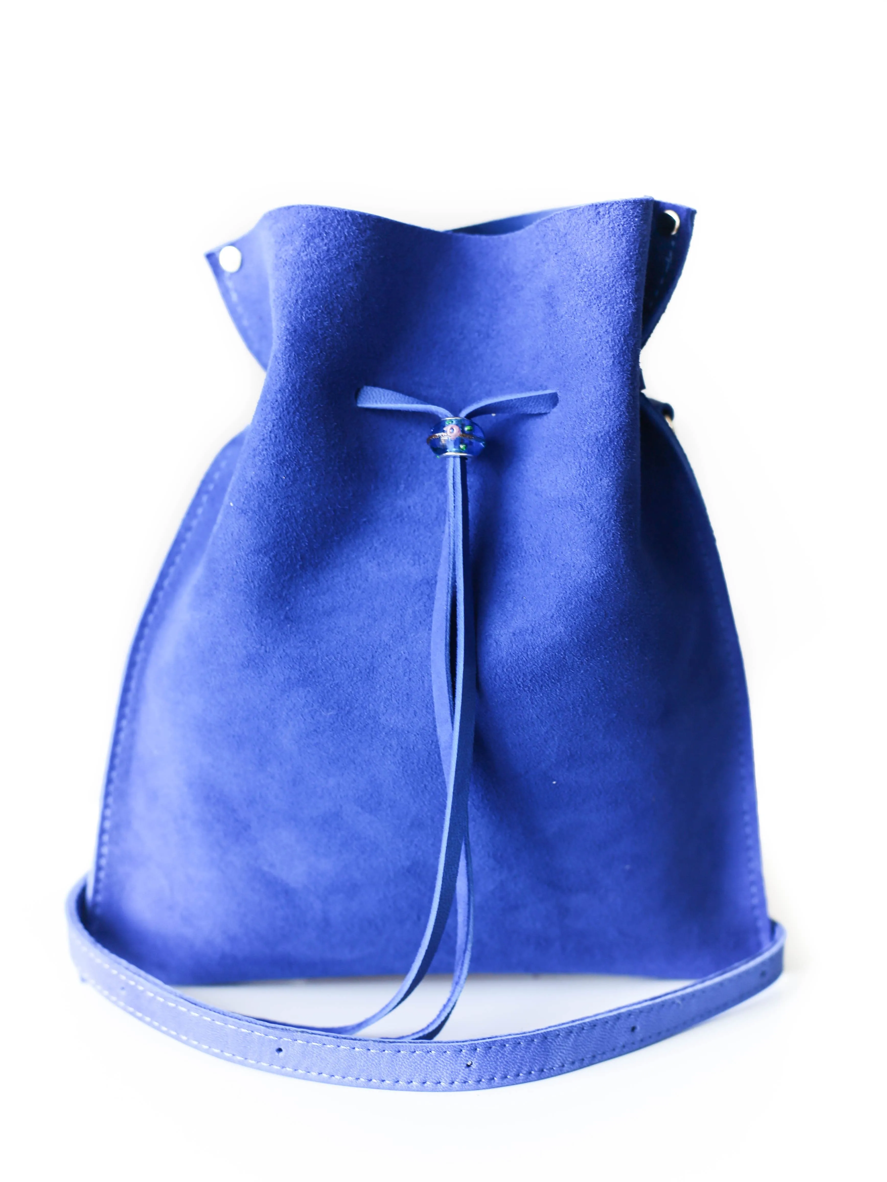 Electric Blue Suede Pouch Bag