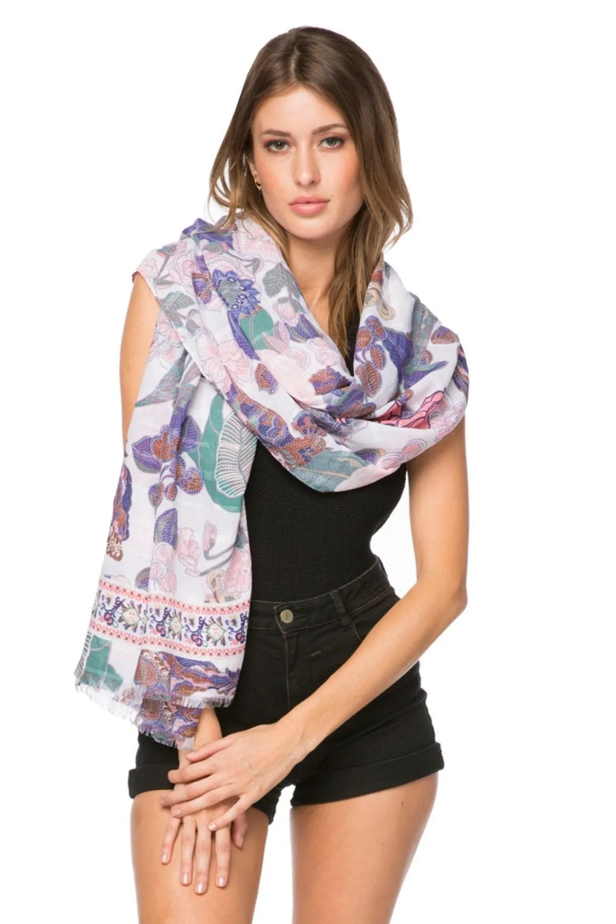 Enchanting Blooms Coverup Sarong Wrap Scarf