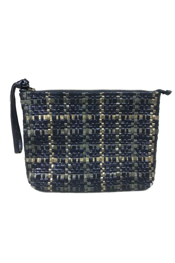 Enshalla Navy & Metallic Woven Clutch