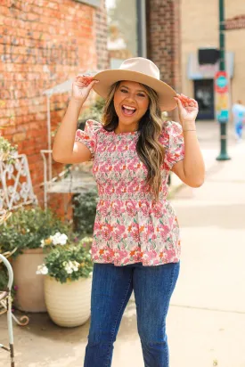 Floral Smocked Blouse