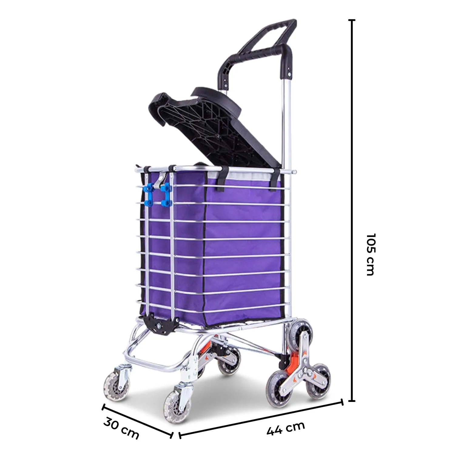 Foldable Aluminum Shopping Trolley Cart w/ Stair Climbing Wheels by GOMINIMO