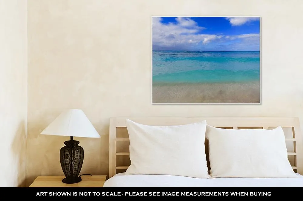 Gallery Wrapped Canvas, Beautiful Multicolor Turquoise Blue Tropical Sea Of Waikiki Beach Honolulu