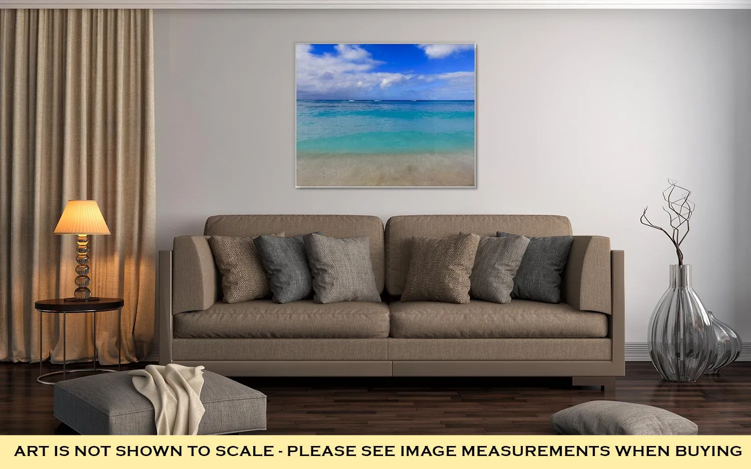 Gallery Wrapped Canvas, Beautiful Multicolor Turquoise Blue Tropical Sea Of Waikiki Beach Honolulu