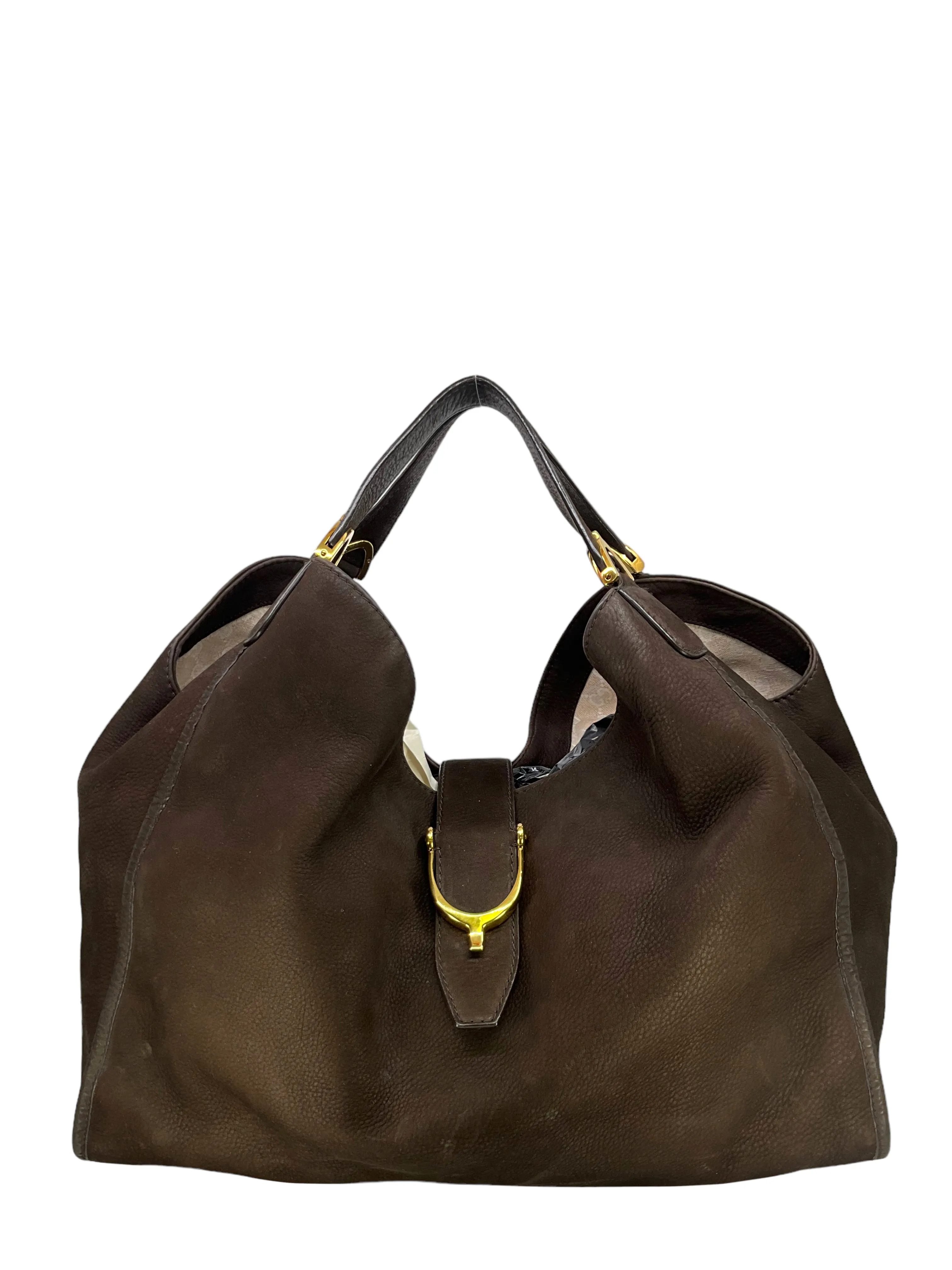 GUCCI  Suede Soft Stirrup Large Hobo Bag