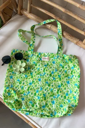 Handmade Tote Bag in Green by Pixelated