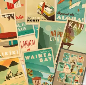 Hawaii Travel Print Postcards 4x6" - Set of 10