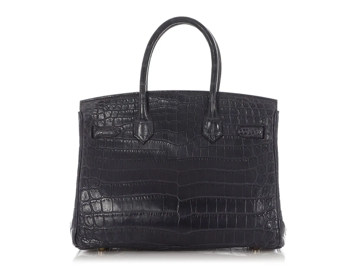 Hermès Blue Indigo Matte Crocodile Niloticus Birkin 30