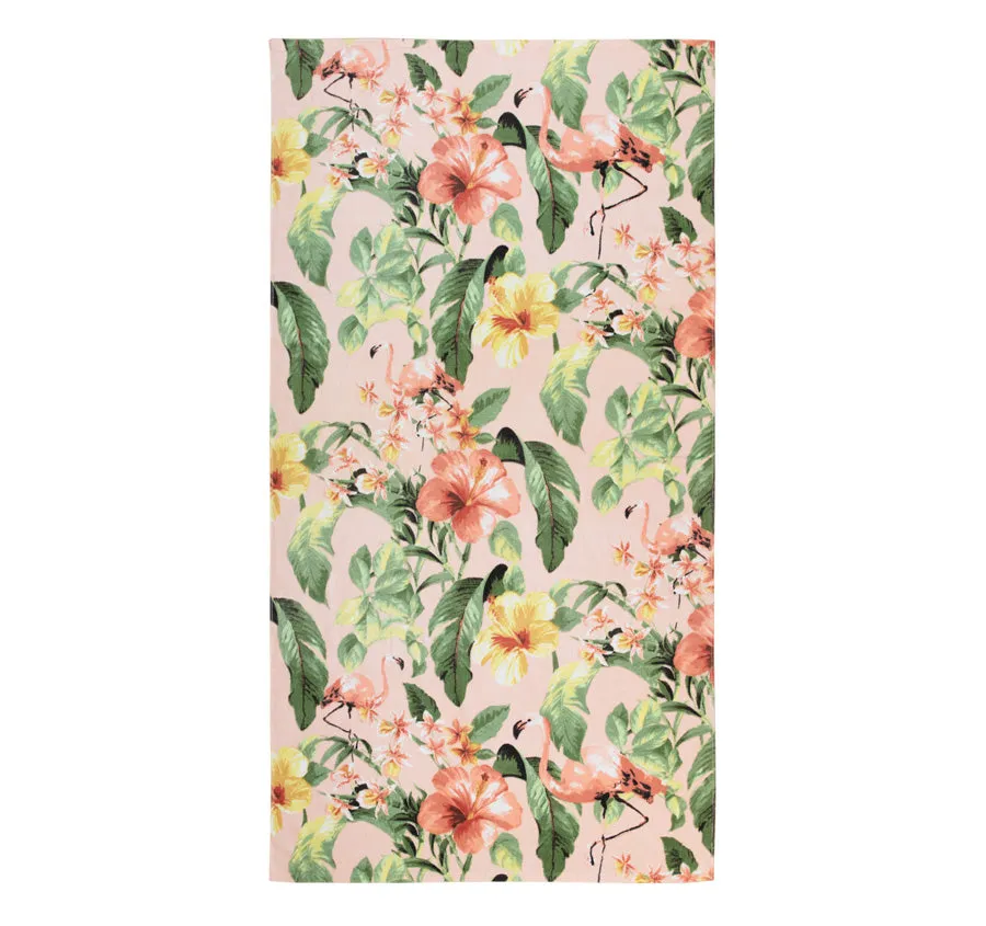 Hibiscus Grove 91x172cm Beach Towel Coral and Multi