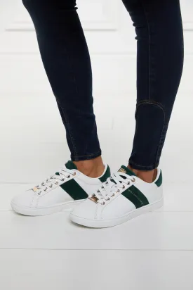 Holland Cooper Knightsbridge Court Ladies Trainer in White Racing Green