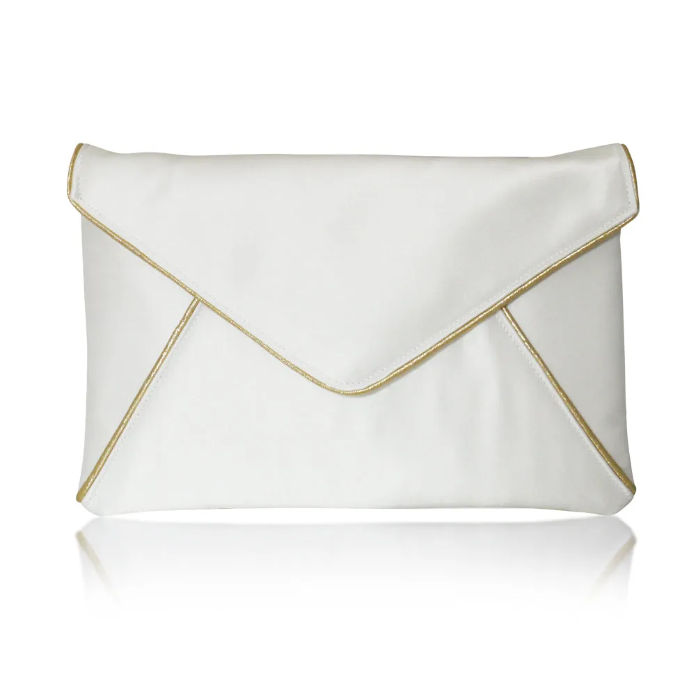 Elegant Ivory and Gold Bridal Clutch Handbag - KATERINA Wedding Accessory