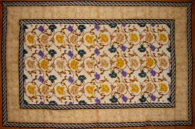 Mediterranean Floral Tapestry Cotton Bedspread 104" x 70" Twin Tan