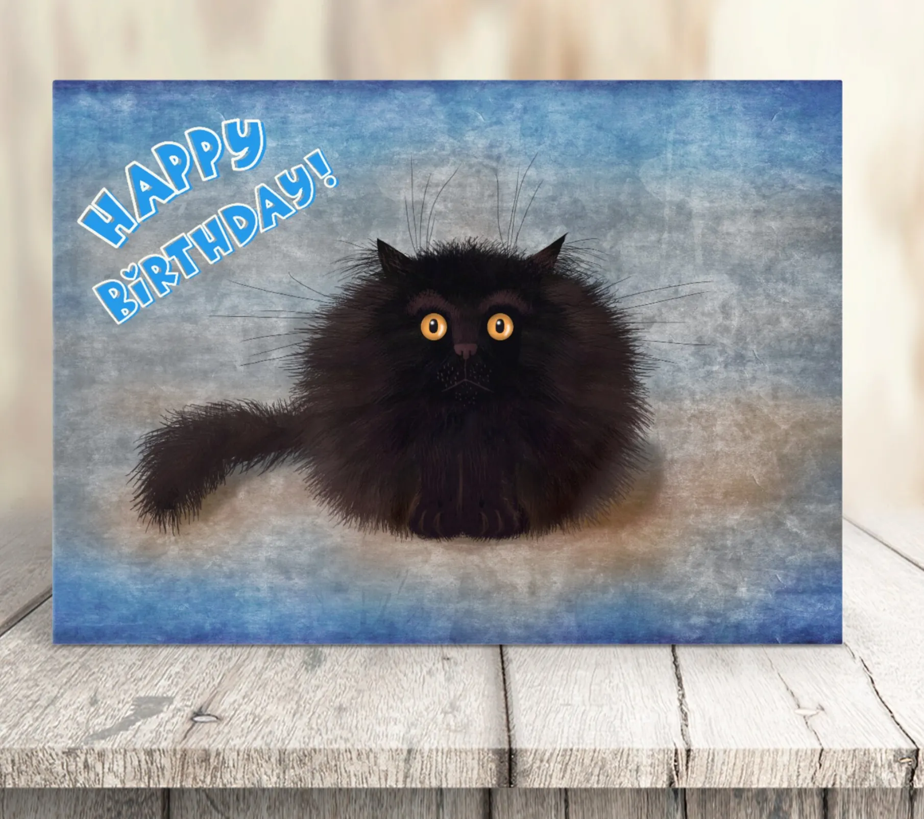 OREO - Cute Black Cat Greeting Birthday Card