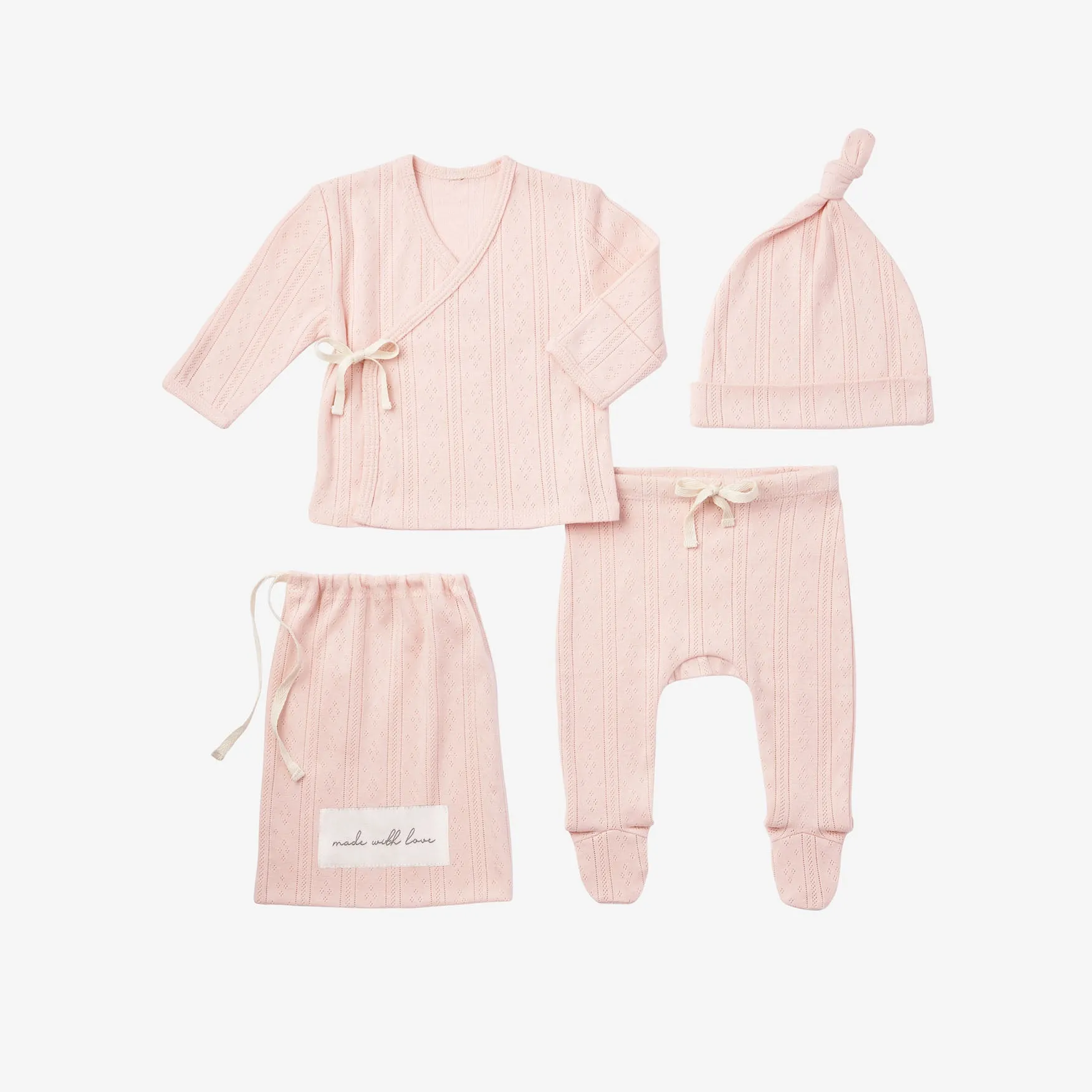 Pale Pink Pointelle Layette Gift Set