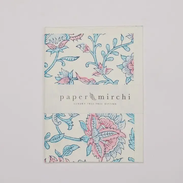 Paper Mirchi Card Hand Block Printed Flora Sky