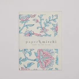 Paper Mirchi Card Hand Block Printed Flora Sky