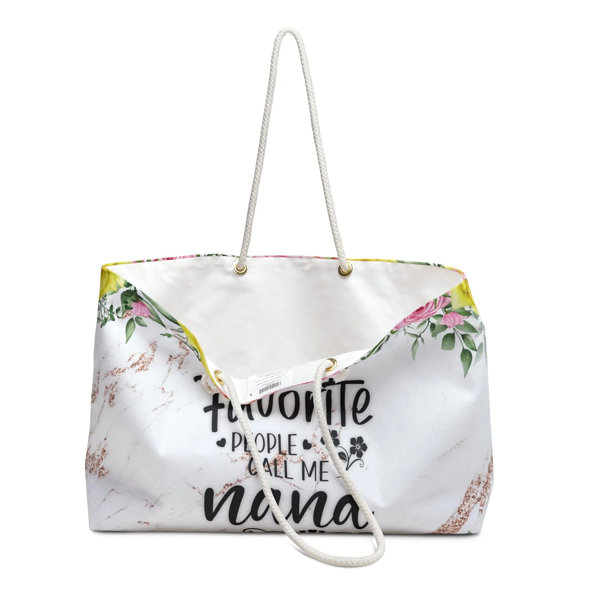 Personalised/Non-Personalised Weekender Bag, My Favorite People call me Nana, Large Weekender Bag, Beach Bag, Book Bag