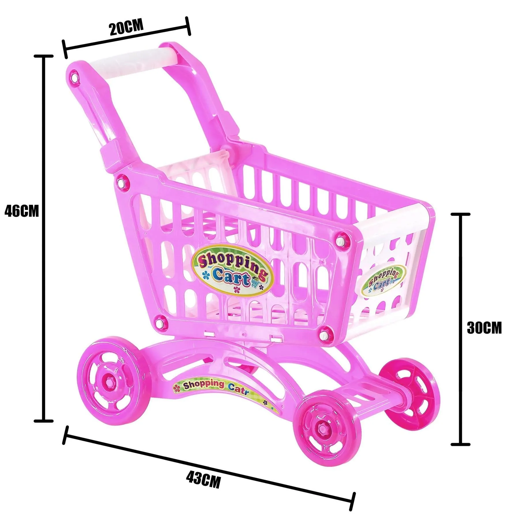 Pink Shopping Trolley Cart Play Food Set