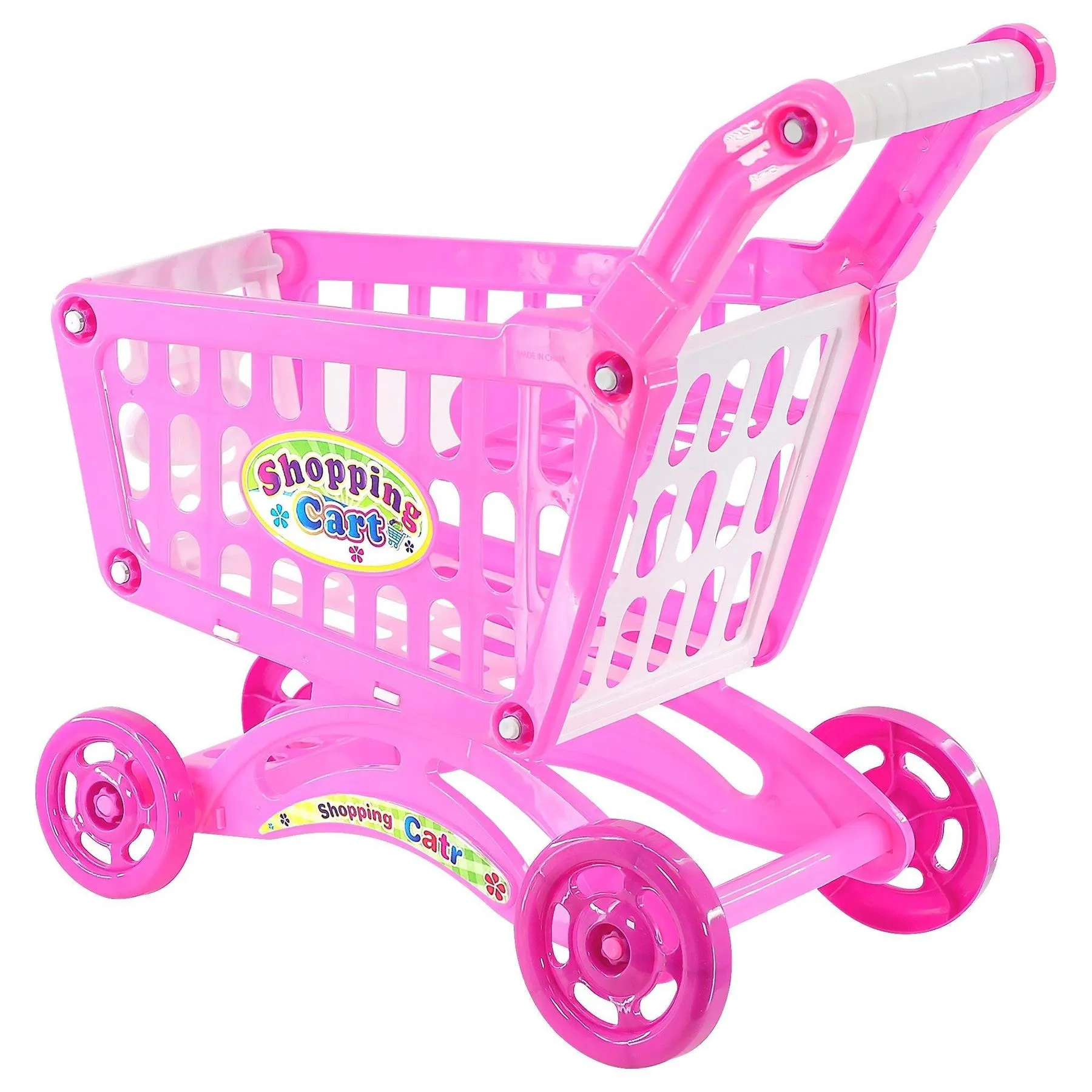 Pink Shopping Trolley Cart Play Food Set