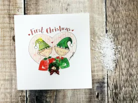 "First Christmas Elves" Christmas Card - Personalised