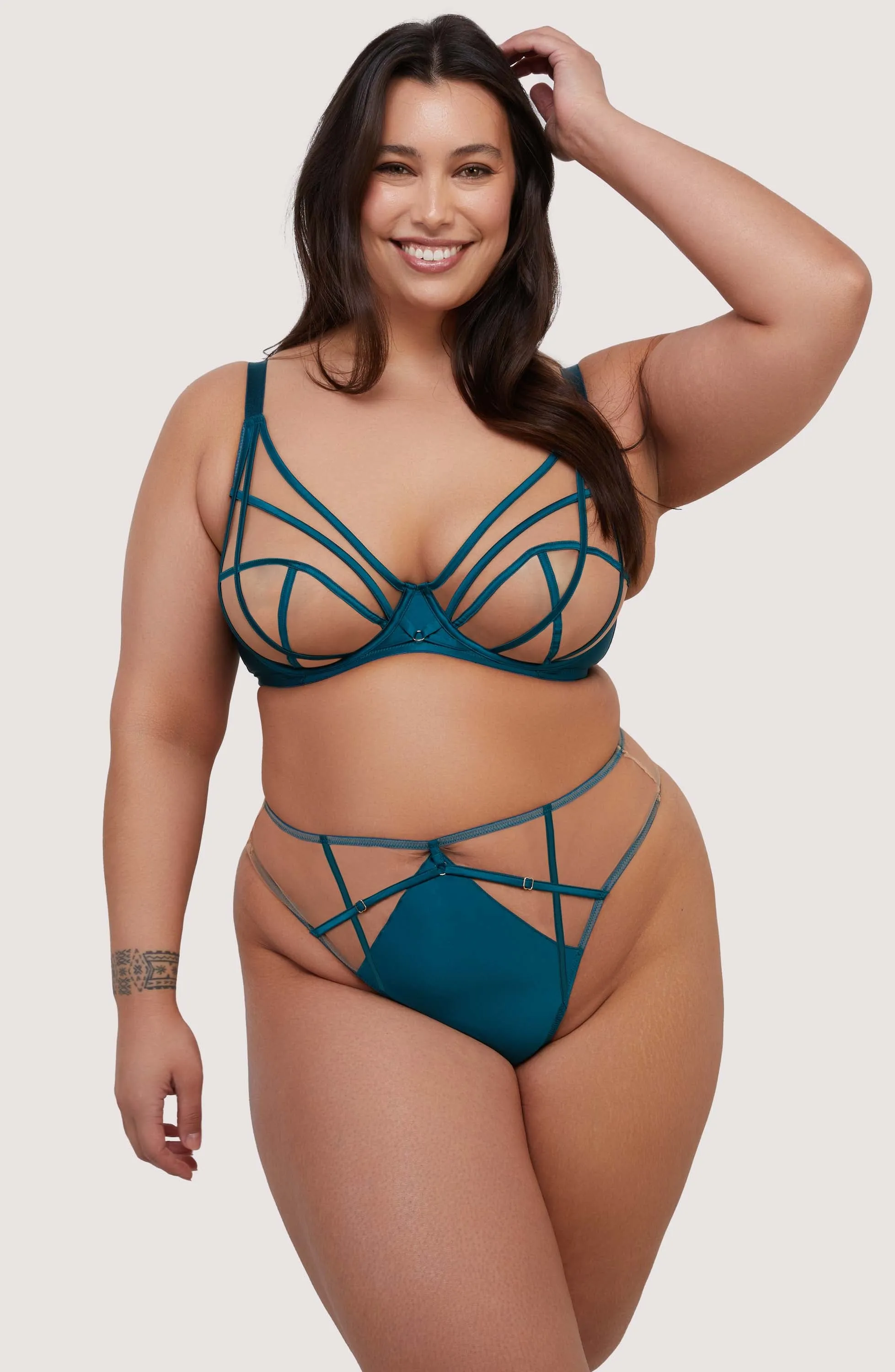 Ramona Teal Caged Open Back Thong