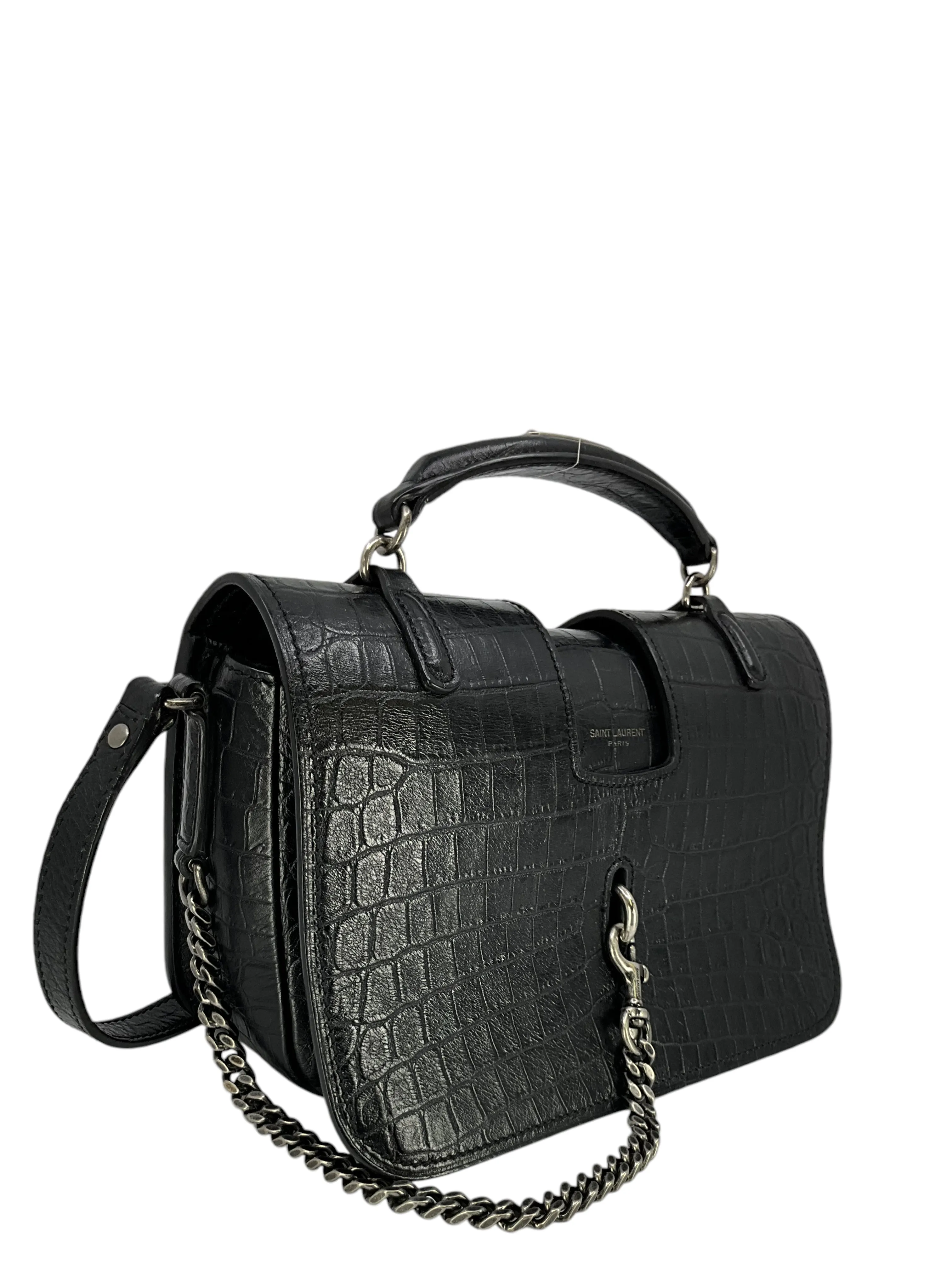 SAINT LAURENT Medium Charlotte Bag Crocodile Embossed Leather