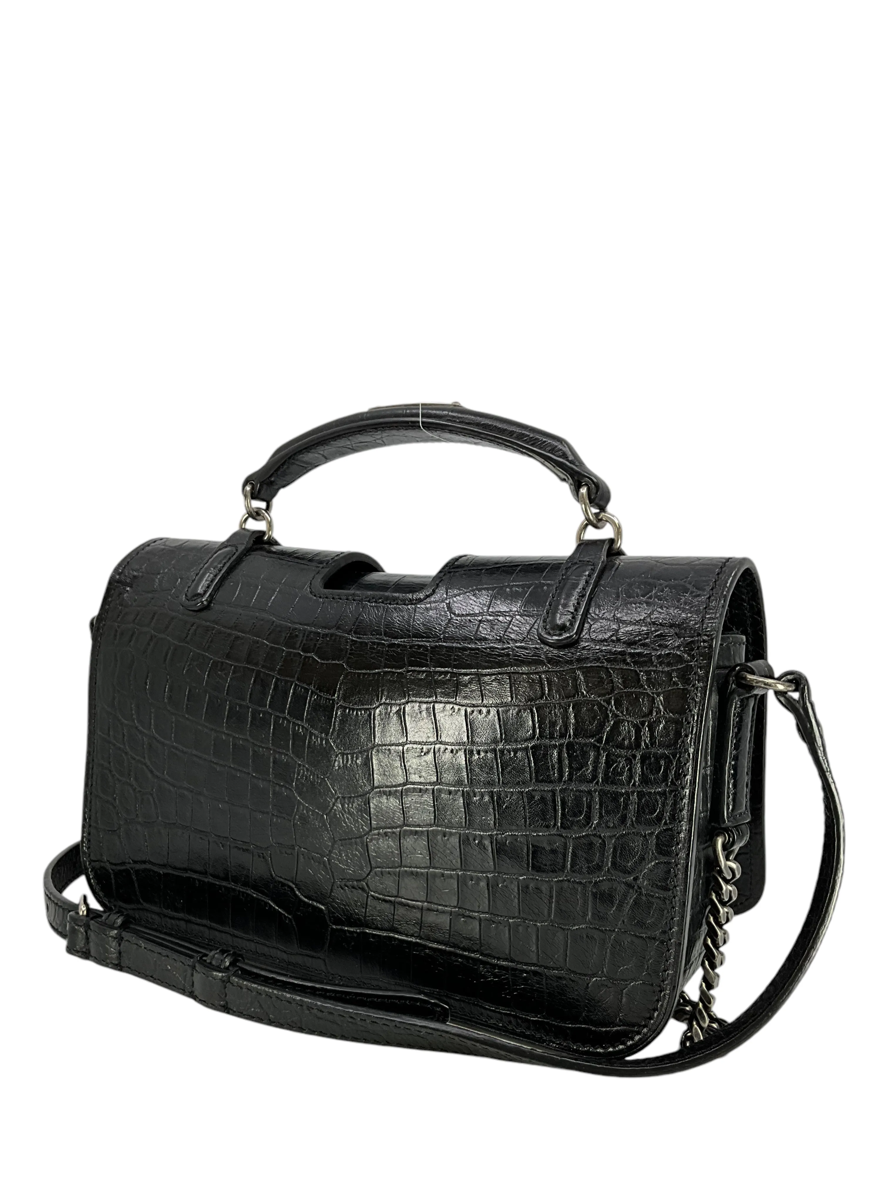 SAINT LAURENT Medium Charlotte Bag Crocodile Embossed Leather