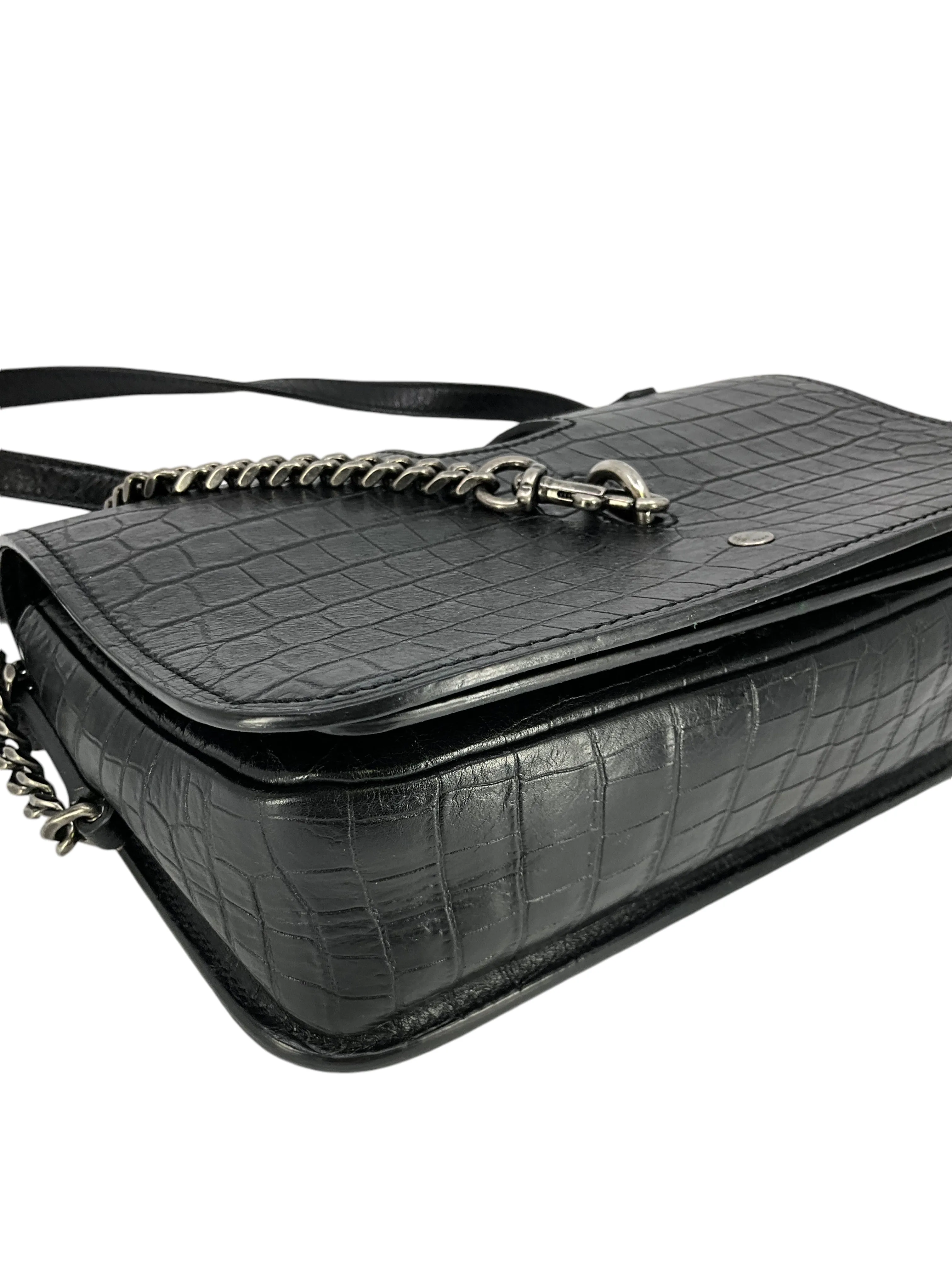 SAINT LAURENT Medium Charlotte Bag Crocodile Embossed Leather