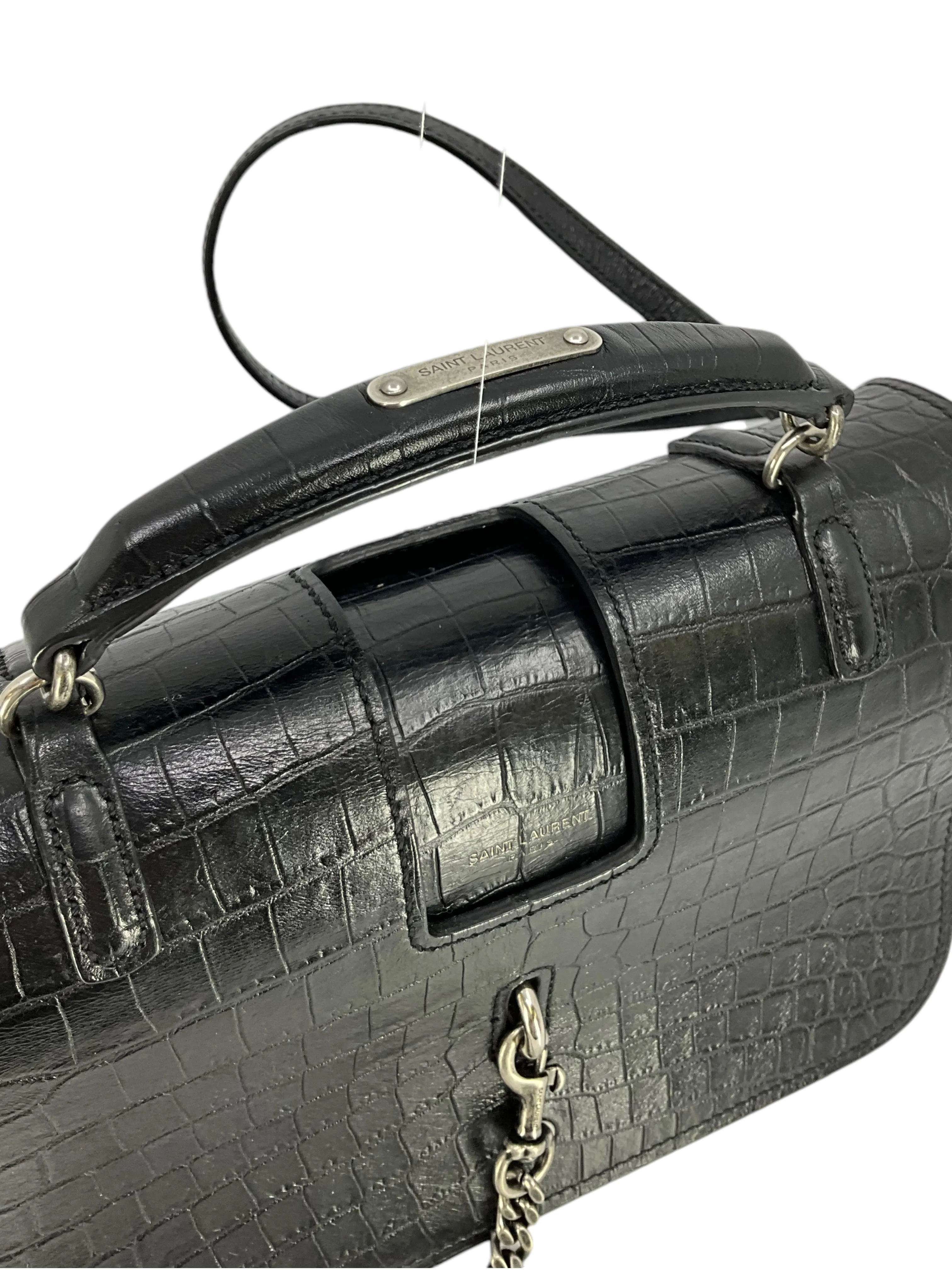 SAINT LAURENT Medium Charlotte Bag Crocodile Embossed Leather