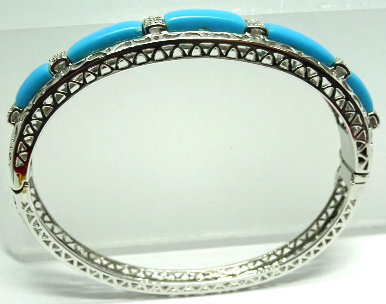 Sterling Silver Filigree Hinged Bangle Bracelet , 7"