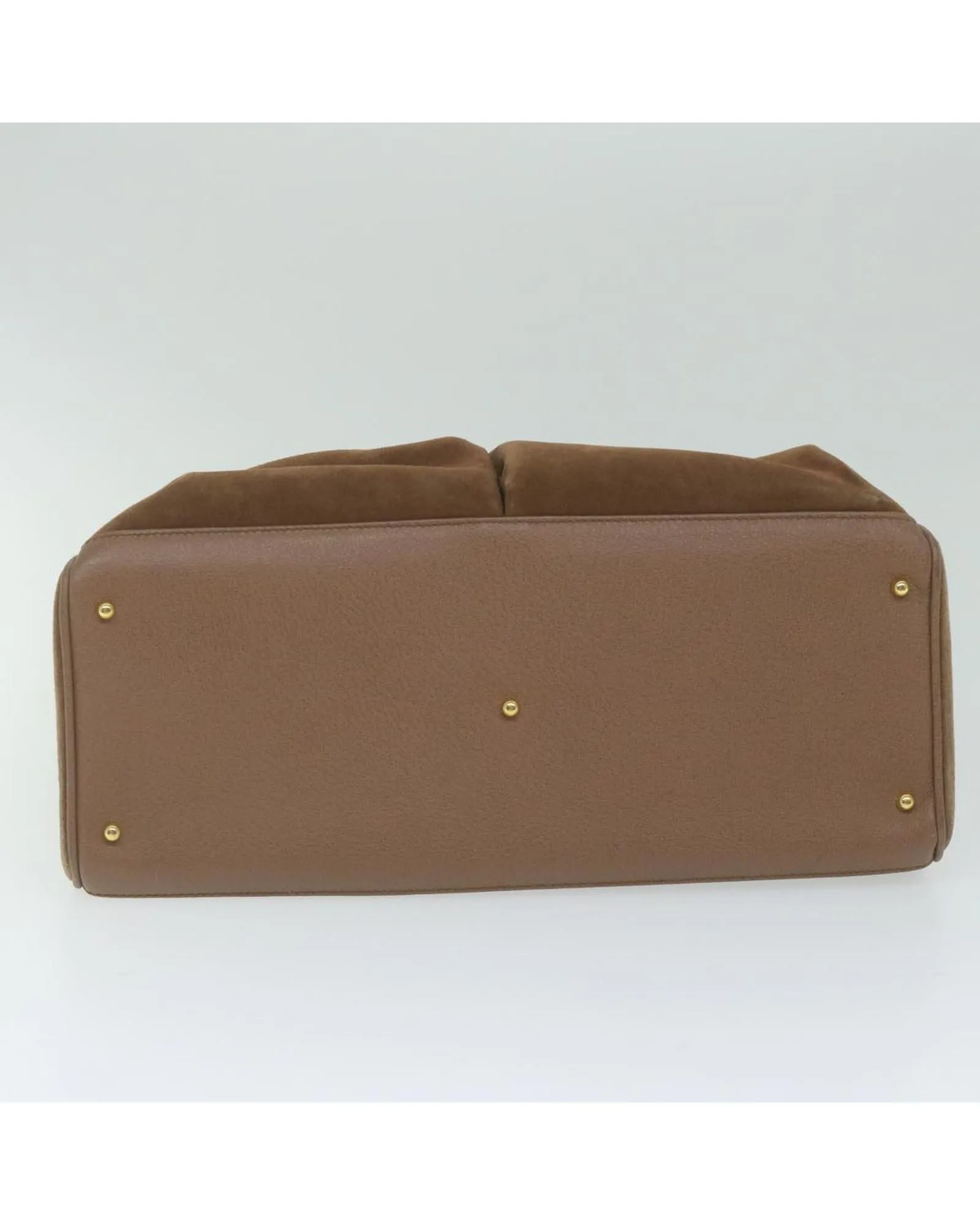 Suede Brown Hand Bag with Bamboo Handle