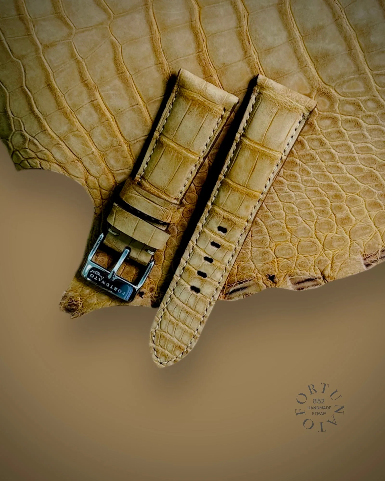 Tan Genuine croco strap