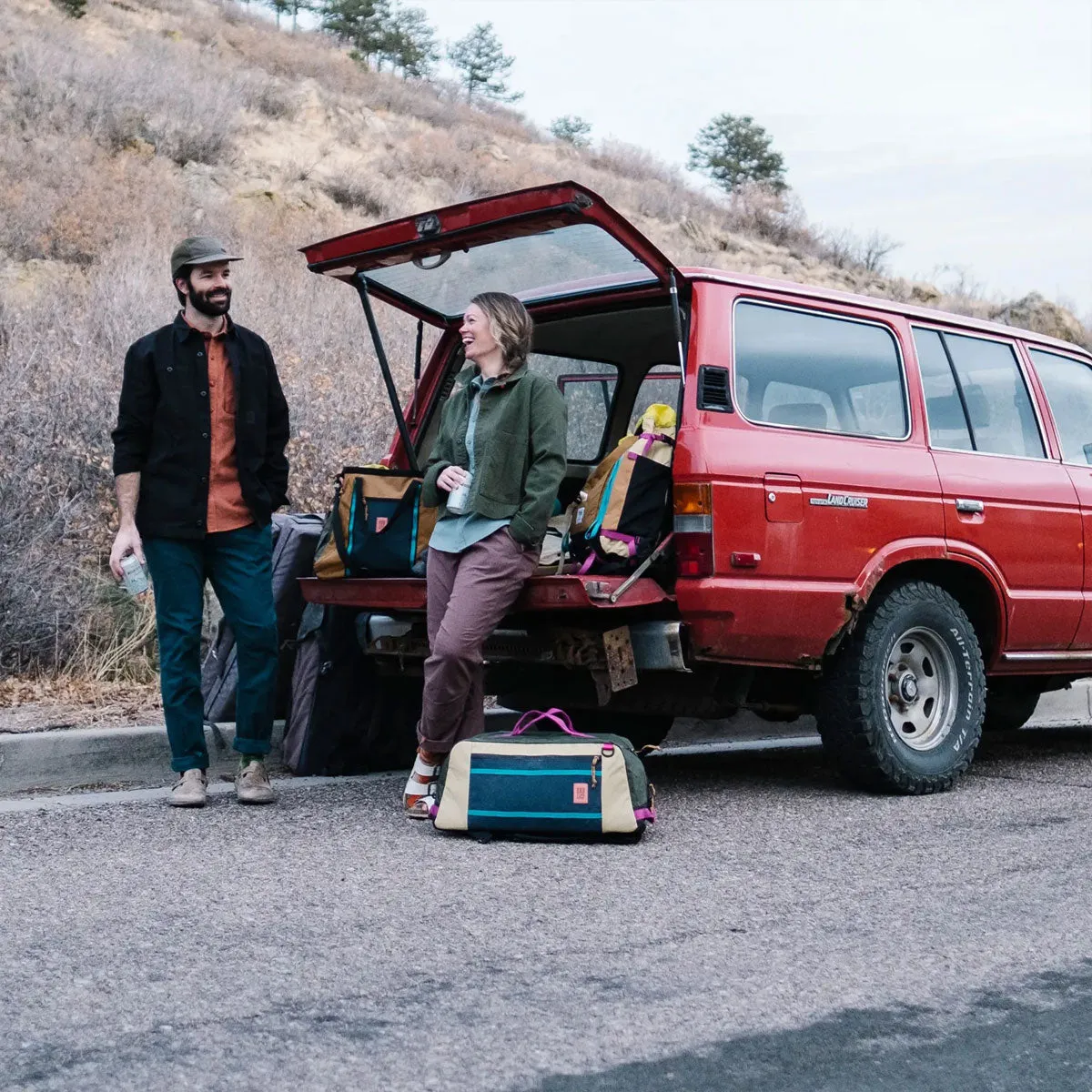 Topo Designs : Mountain Duffel : Loganberry/Bone White