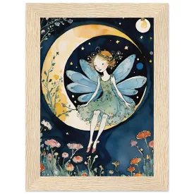 Vampire Art Fairy Garden Classic Semi-Glossy Paper Wooden Framed Poster - Moon Fairy