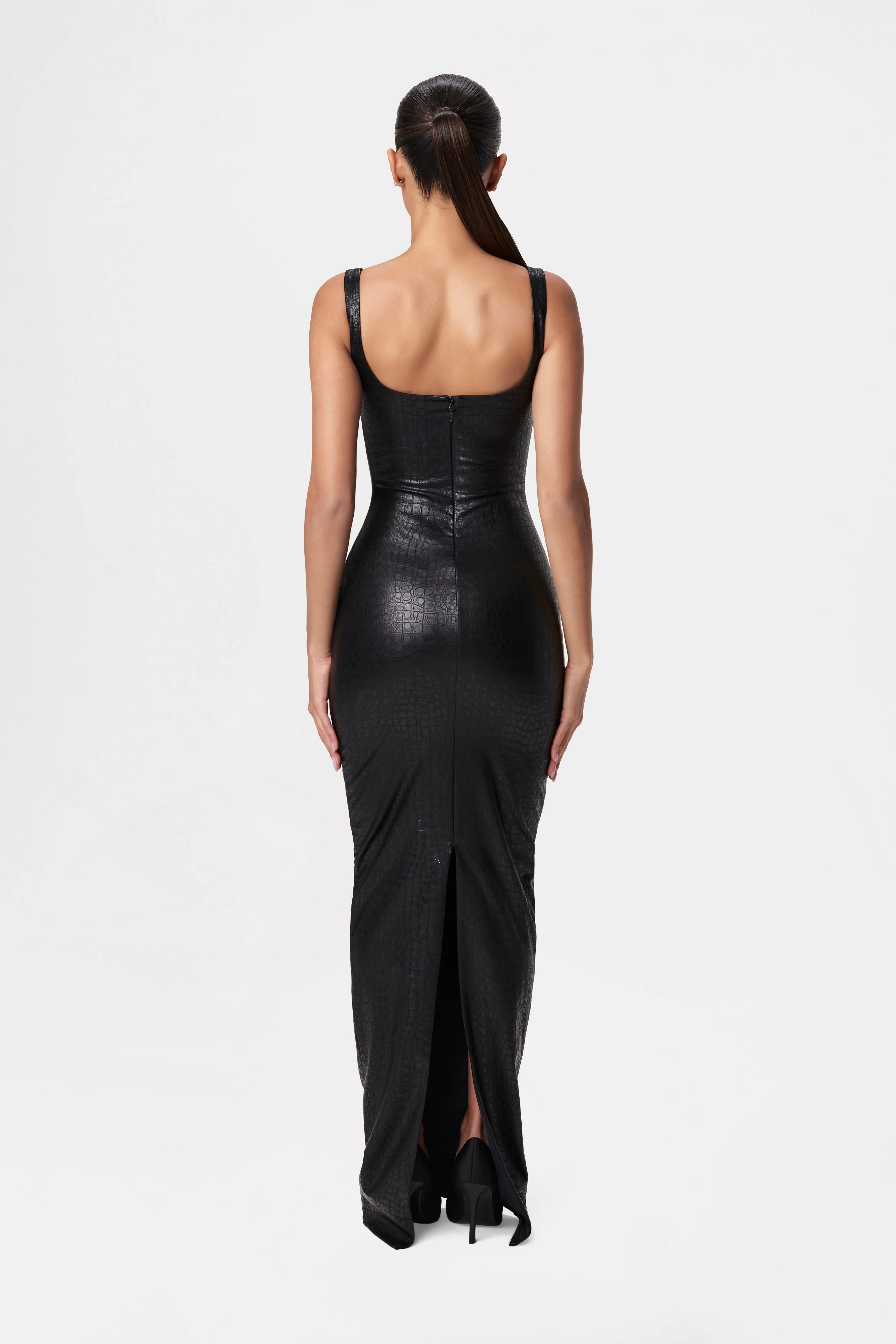 Vegan Leather Croc Tank Maxi Dress